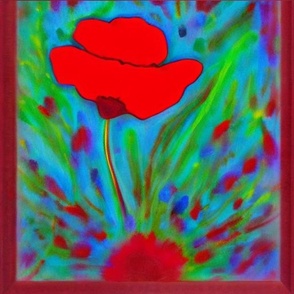 red flower painting, poppy