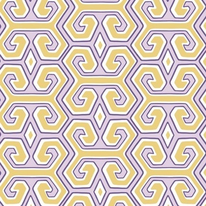tribal geometric/yellow purple lilac/medium