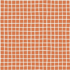 1" hand drawn grid/white on orange rust