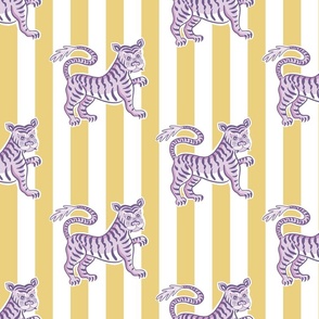 Purple tiger on yellow stripes/large