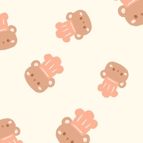 Chef’s bear’s kitchen & bakery: Teddy Bear Chef Pattern on beige