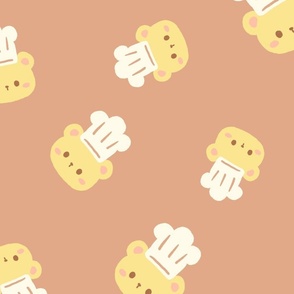 Chef’s bear’s kitchen & bakery: Teddy Bear Chef Pattern on soft light brown