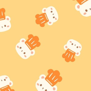 Chef’s bear’s kitchen & bakery: Teddy Bear Chef Pattern on yellow orange