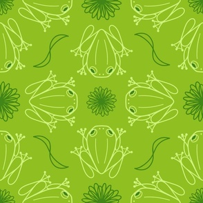 L - Bright Green Frog Design – Moss Lime Green Geometric Art Illustration Wallpaper 