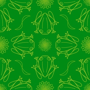 L - Emerald Green Frog Design – Bright Grass Green Geometric Art Illustration Wallpaper