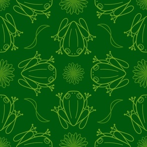 L - Hunter Green Frog Design – Dark Pine Green Geometric Art Illustration Wallpaper