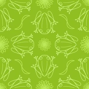 L - Olive Green Frog Design – Bright Lime Moss Green Geometric Art Illustration Wallpaper