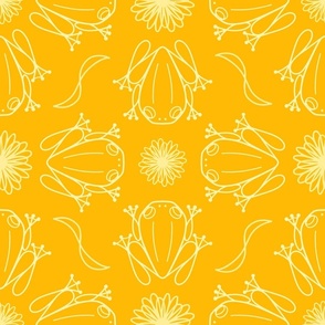 L - Yellow Tree Frog Design – Bright Golden Yellow Geometric Art Illustration Wallpaper