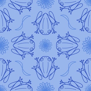 L - Blue Tree Frog Design – Pale Porcelain Blue Geometric Art Illustration Wallpaper