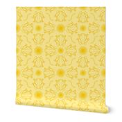 L - Yellow Tree Frog Design – Pale Pastel Yellow Geometric Art Illustration Wallpaper