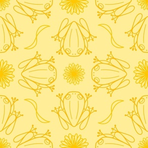 L - Yellow Tree Frog Design – Pale Pastel Yellow Geometric Art Illustration Wallpaper