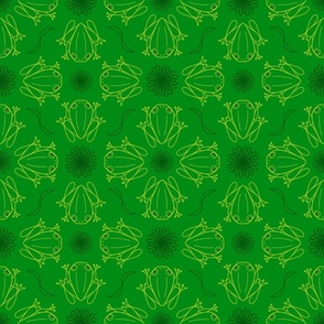 M - Dark Green Frog Design – Deep Emerald Geometric Art Illustration Wallpaper 