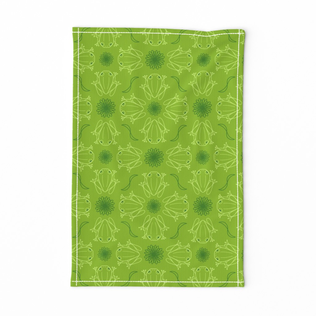 M - Bright Green Frog Design – Moss Lime Green Geometric Art Illustration Wallpaper