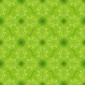 M - Bright Green Frog Design – Moss Lime Green Geometric Art Illustration Wallpaper