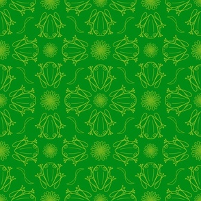 M - Emerald Green Frog Design – Bright Grass Green Geometric Art Illustration Wallpaper