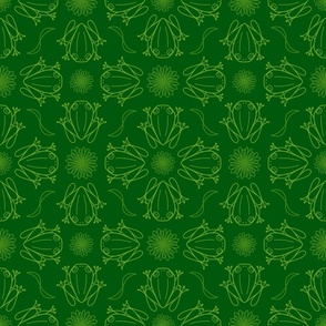 M - Hunter Green Frog Design – Dark Pine Green Geometric Art Illustration Wallpaper