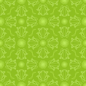 M - Olive Green Frog Design – Bright Lime Moss Green Geometric Art Illustration Wallpaper