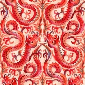 fiery maximalist dragon / small scale red & peach