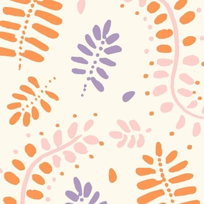 Happy Ferns Welcome -(orange_ pink_ purple)-no texture-Large