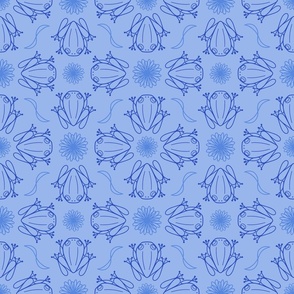 M - Blue Tree Frog Design – Pale Porcelain Blue Geometric Art Illustration Wallpaper