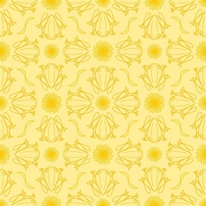 M - Yellow Tree Frog Design – Pale Pastel Yellow Geometric Art Illustration Wallpaper