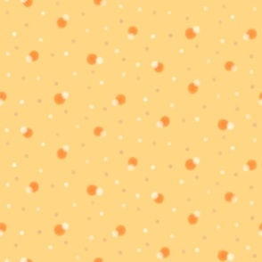 Fuzzy Whimsy: Texture polka dots, dots, marks, spots on yellow orange