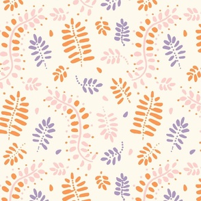 Happy Ferns Welcome -(orange_ pink_ purple)-no texture-medium-12in 