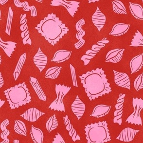 Pasta Food Pattern, Pasta Pattern, Pasta Lover Pattern, Novelty Pattern, Pink, Red, Cute Pattern