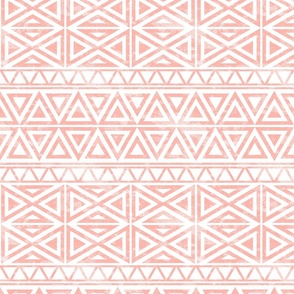 Distressed tribal triangles in salmon and white. Large scale