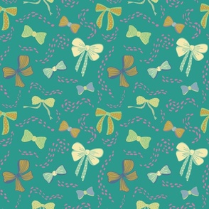 Bows and Bows fabric in pine green