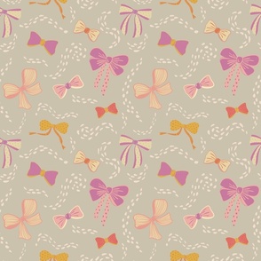 Bows and Bows fabric in ivory and neutral cream