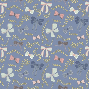 Bows and Bows fabric in  Sapphire Blue