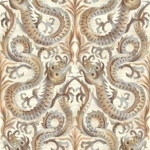fiery maximalist dragon / small scale brown and gray neutral