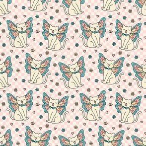 Butterfly Cat: Pink & Aqua (Small Scale)