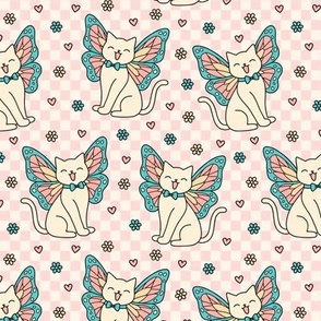 Butterfly Cat: Pink & Aqua (Medium Scale)