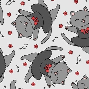 Dancing Cats: Gray & Red (Large Scale)