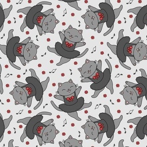Dancing Cats: Gray & Red (Medium Scale)