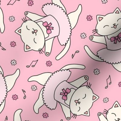 Dancing Cats: Pink & Cream (Large Scale)