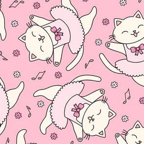 Dancing Cats: Pink & Cream (Large Scale)