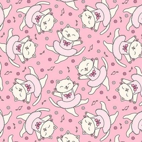 Dancing Cats: Pink & Cream (Medium Scale)