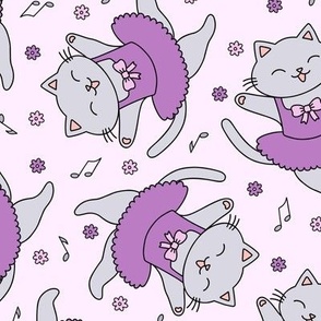 Dancing Cats: Purple & Gray (Large Scale)