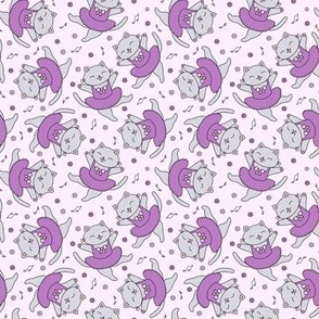 Dancing Cats: Purple & Gray (Small Scale)