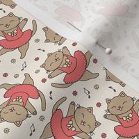 Dancing Cats: Brown & Red (Small Scale)