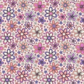 Floral Whimsy: Peach & Purple (Small Scale)