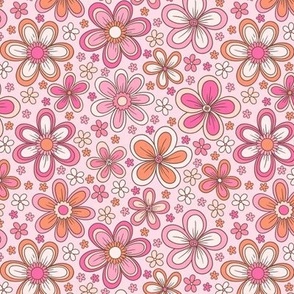 Floral Whimsy: Pink & Orange (Medium Scale)