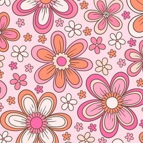 Floral Whimsy: Pink & Orange (Large Scale)