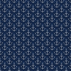 Anchors and Dots Indigo Blue and White Batik (Small)