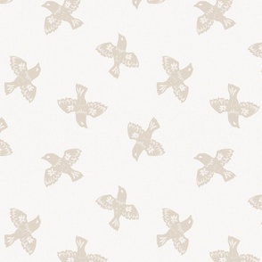 Flying bird free spirit _warm neutrals and OFF WHITE _ small scale 