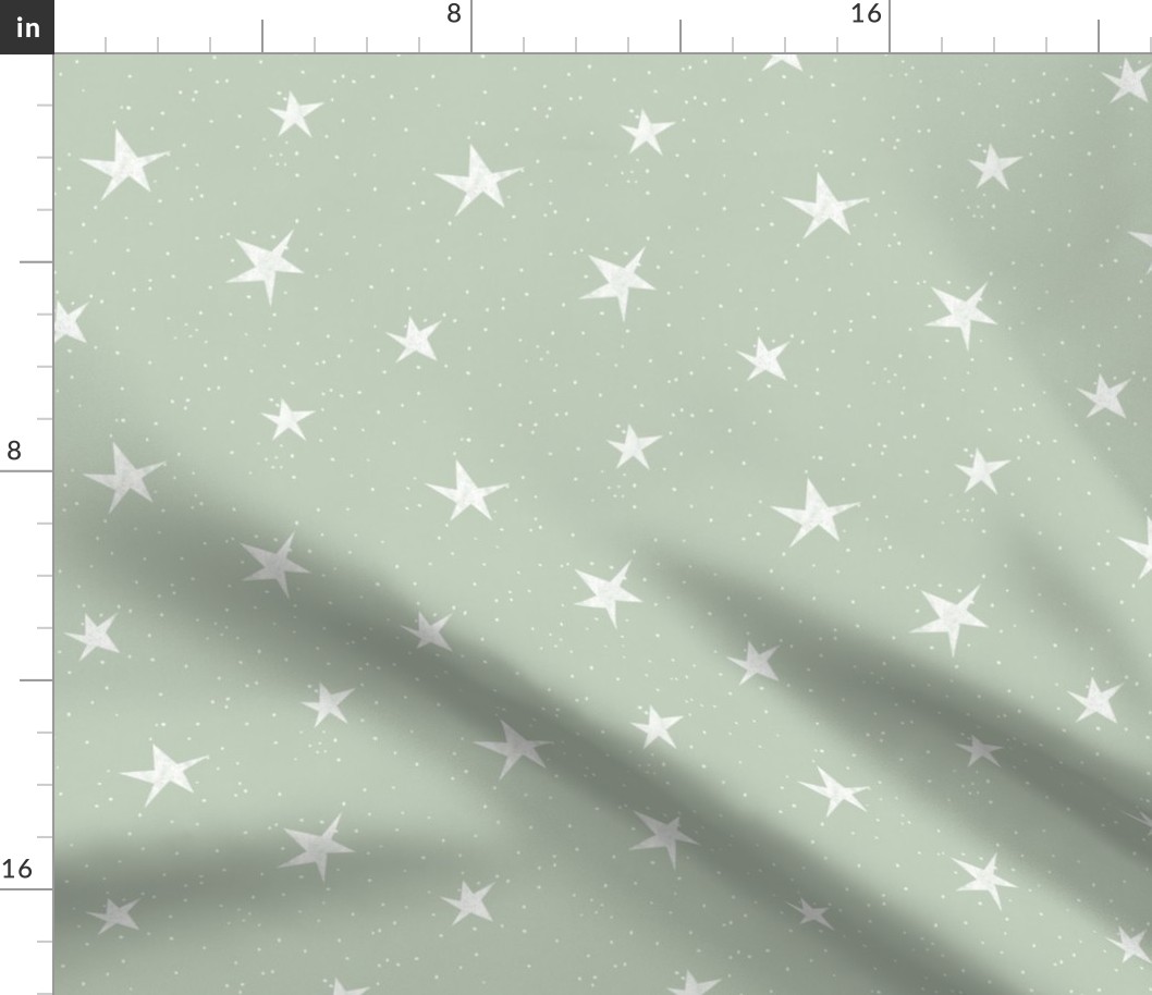 Night Sky Stars garden _ sage green and white stars,  coordinating pattern,  SMALL scale