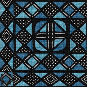 Mudcloth Medallion 5 in Blues
